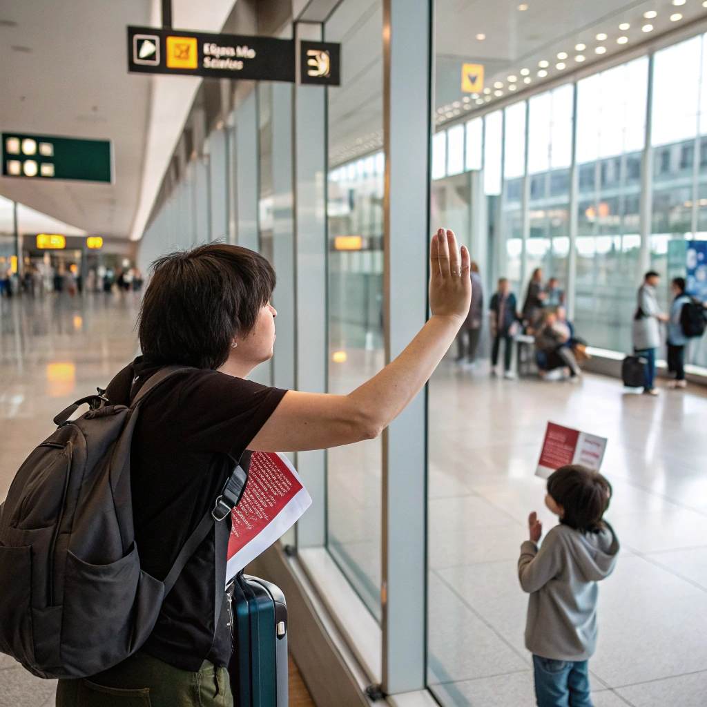 a man waving goodbye at the airport