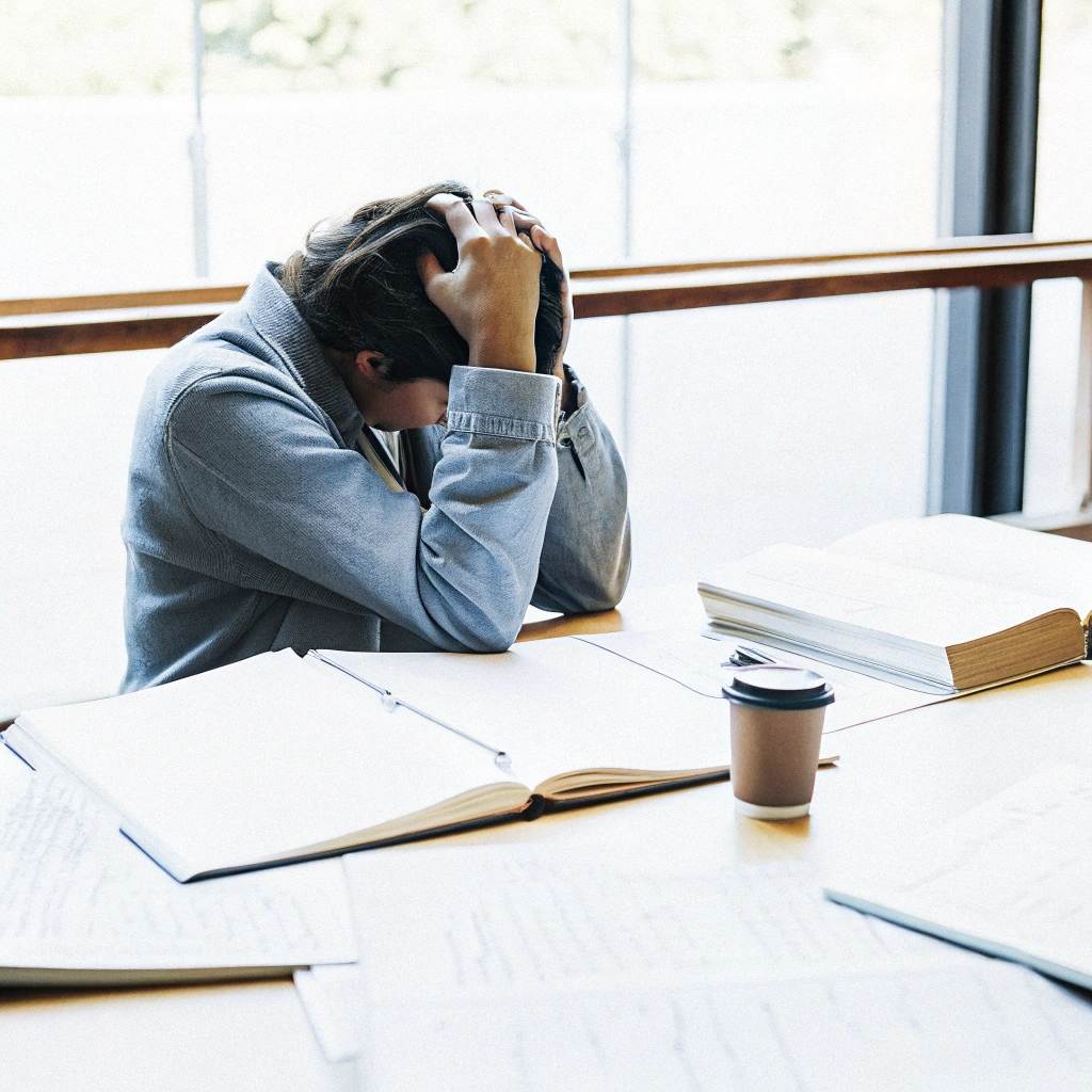 A student frustrated at the amount of work