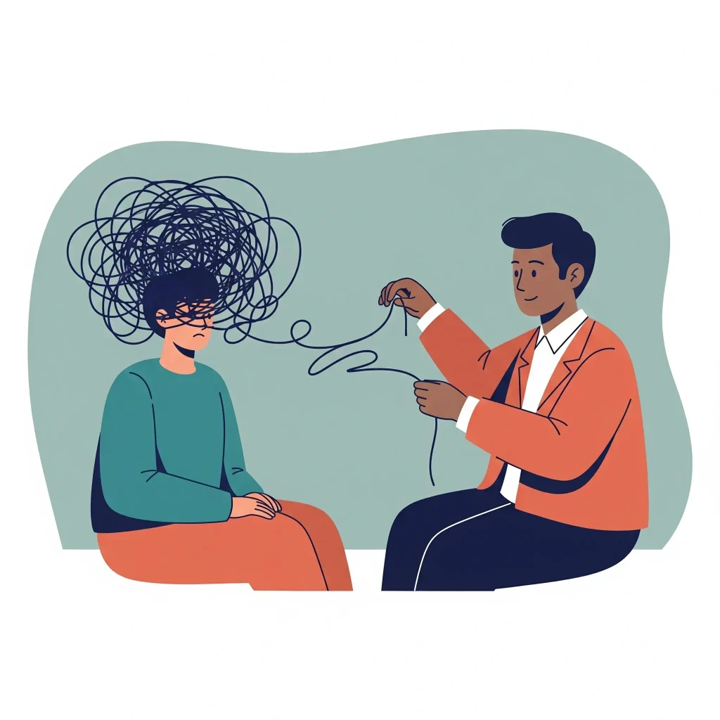 A psychologinst organizing the threads of thought of a patient