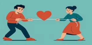 A couple doing the tug of war representing attachement and conflict وابستگی ناسالم